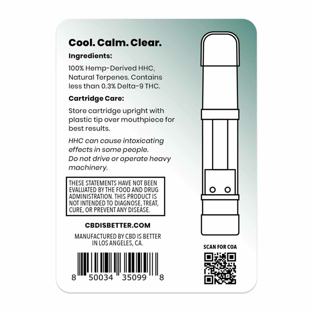 HHC is Better 1g Vape Cartridge GSC Back