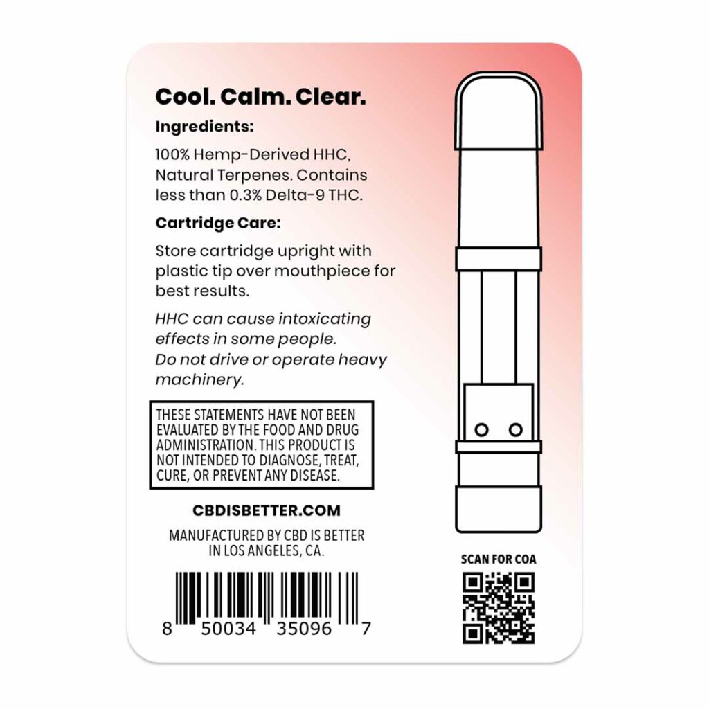 HHC is Better 1g Vape Cartridge Strawnana Back